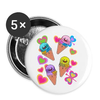 Eis Eiskreme Sommer Kind Kinder - Buttons klein 25 mm (5er Pack) - Weiß - Vorne