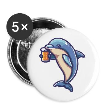 Bière Delfin Pixel - Lot de 5 petits badges (25 mm) - blanc - Devant