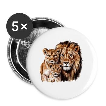 Tier Löwe König für Löwen Liebhaber und Löwen - Buttons klein 25 mm (5er Pack) - Weiß - Vorne