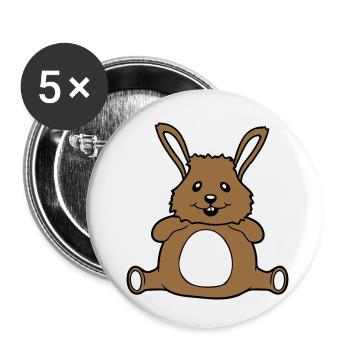 Hase Pummelig Dick Fett Rund Übergewicht Hungrig - Buttons klein 25 mm (5er Pack) - Weiß - Vorne
