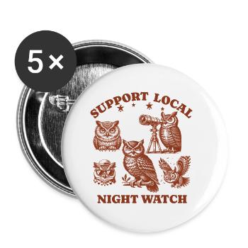 owl Liebe Support Local night watch - Buttons klein 25 mm (5er Pack) - Weiß - Vorne