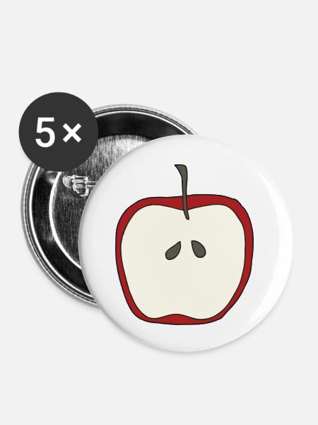 apfel aufgeschnitten - Buttons klein 25 mm (5er Pack) - Weiß