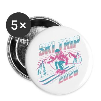 Séjour au ski 2026 - Lot de 5 petits badges (25 mm) - blanc - Devant