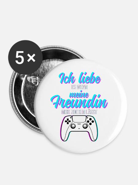 Gaming Valentin - Buttons klein 25 mm (5er Pack) - Weiß