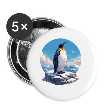 Pinguine Pinguin - Buttons klein 25 mm (5er Pack) - Weiß - Vorne