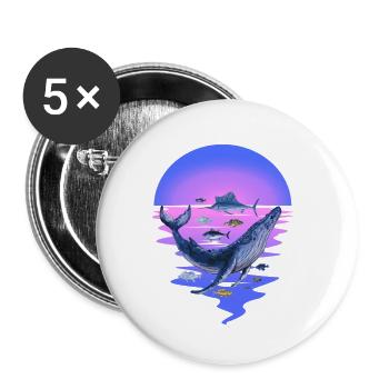 Marine Animals Marine Mammal Fish Fish Ocean Fin - Buttons small 1''/25 mm (5-pack) - white - Front