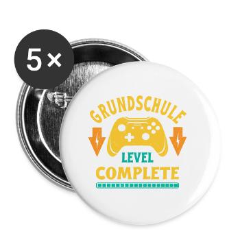 Grundschulabschluss 2026 abgeschlossen - Buttons klein 25 mm (5er Pack) - Weiß - Vorne