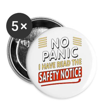Pas de panique - Lot de 5 petits badges (25 mm) - blanc - Devant