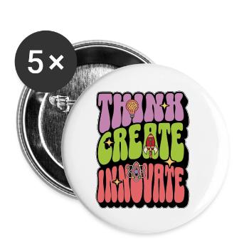 STEM Teacher Think Create Innovate STEM Education - Buttons klein 25 mm (5er Pack) - Weiß - Vorne