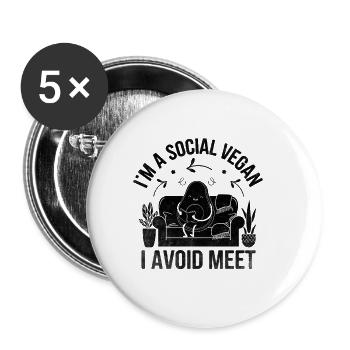 Je suis un végétalien social pour lequel j’évite de rencontrer des dictons - Lot de 5 petits badges (25 mm) - blanc - Devant