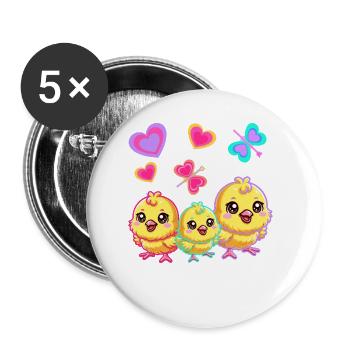 Rétro Pâques Poussin Enfants Enfant Bébé Années 80 90 - Lot de 5 petits badges (25 mm) - blanc - Devant