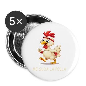 Poule En Sueur animée - Lot de 5 petits badges (25 mm) - blanc - Devant