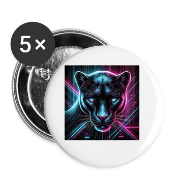 Cyberpunk Panther – Neon Stil - Buttons klein 25 mm (5er Pack) - Weiß - Vorne