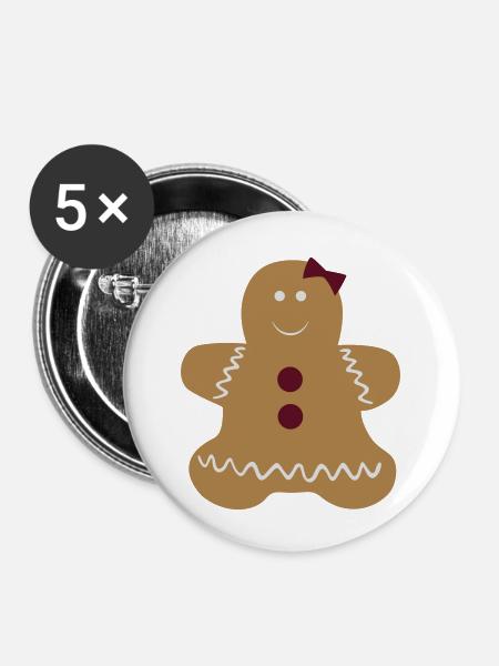 Platzchen Frau - Buttons klein 25 mm (5er Pack) - Weiß