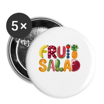 Un plaisir fruité avec des vitamines pour tous les jours - Lot de 5 petits badges (25 mm) - blanc - Devant
