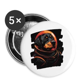 Rottweiler Astronaute - Lot de 5 petits badges (25 mm) - blanc - Devant