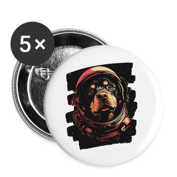 Rottweiler Astronaute - Lot de 5 petits badges (25 mm) - blanc - Devant