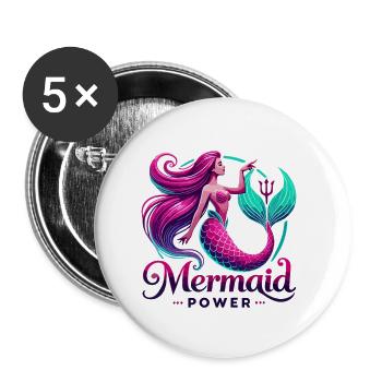 Le pouvoir de la sirène - Lot de 5 petits badges (25 mm) - blanc - Devant
