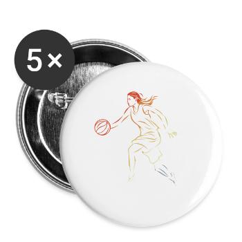 Basketteuse - Lot de 5 petits badges (25 mm) - blanc - Devant