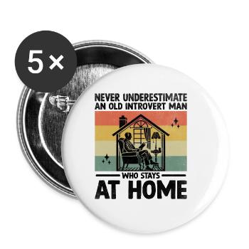 Ne sous-estimez jamais un vieil homme introverti qui reste - Lot de 5 petits badges (25 mm) - blanc - Devant