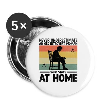 Ne sous-estimez jamais une vieille femme introvertie qui - Lot de 5 petits badges (25 mm) - blanc - Devant