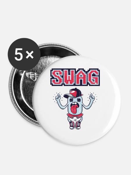 Swag Cartoon – Retro Style - Buttons klein 25 mm (5er Pack) - Weiß