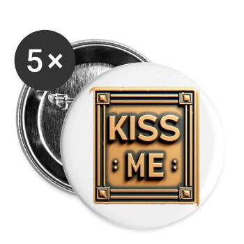 Küss mich - Buttons klein 25 mm (5er Pack) - Weiß - Vorne