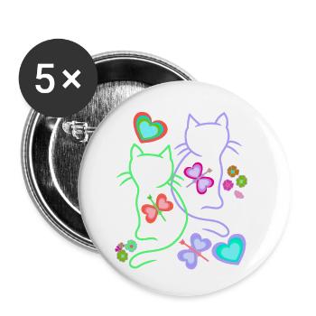 Printemps Eté Rétro Chats Chat Enfants Années 80 - Lot de 5 petits badges (25 mm) - blanc - Devant