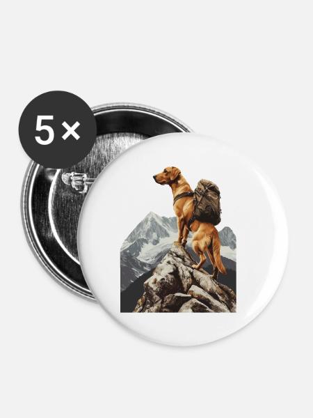 Hund - Buttons klein 25 mm (5er Pack) - Weiß