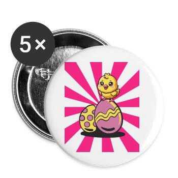 Rétro Pâques Poussins Oeufs de Pâques Poule Poule Enfants - Lot de 5 petits badges (25 mm) - blanc - Devant