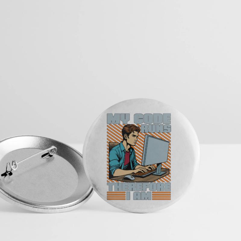 Coder My Code Runs Therefore I Am Web Developer Buttons small 1''/25 mm (5-pack)