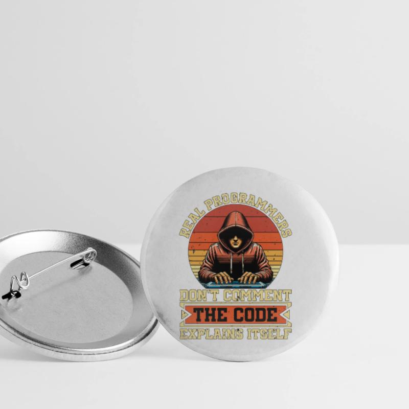 Coder Real Programmers Don't Comment Web Developer Buttons small 1''/25 mm (5-pack)