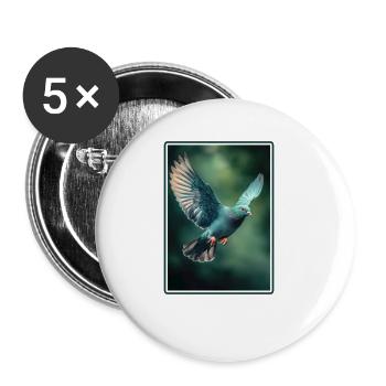 Pigeons Pigeon - Lot de 5 petits badges (25 mm) - blanc - Devant