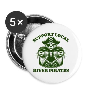 Soutenez Local River Pirates Drôle Loutre castor - Lot de 5 petits badges (25 mm) - blanc - Devant