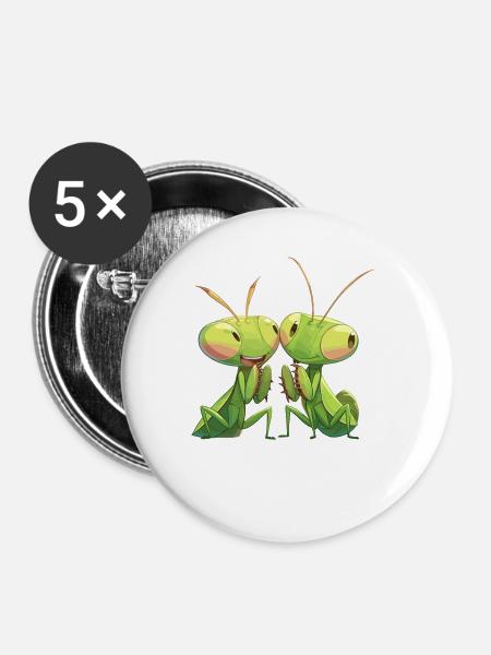 Gottesanbeterinnenen Gottesanbeterin - Buttons klein 25 mm (5er Pack) - Weiß