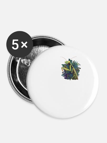 Gottesanbeterinnenen Gottesanbeterin - Buttons klein 25 mm (5er Pack) - Weiß