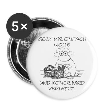 Just Give Me Wool Sheep Motif for Knitting Fans - Buttons small 1''/25 mm (5-pack) - white - Front