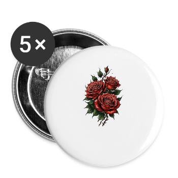 Crimson Rose Trio - Buttons small 1''/25 mm (5-pack) - white - Front