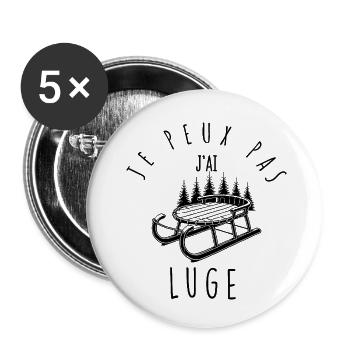 Je peux pas, j'ai Luge - Lot de 5 petits badges (25 mm) - blanc - Devant