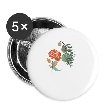 Botanische Mondblütenharmonie - Buttons klein 25 mm (5er Pack) - Weiß - Vorne