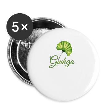 Ginkgoblatt Botanische Eleganz - Buttons klein 25 mm (5er Pack) - Weiß - Vorne