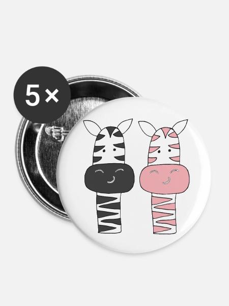 zebra mr und mrs - Buttons klein 25 mm (5er Pack) - Weiß