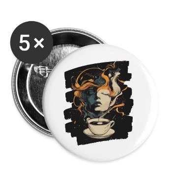 Kaffee Coffee Kaffeeliebhaber - Buttons klein 25 mm (5er Pack) - Weiß - Vorne