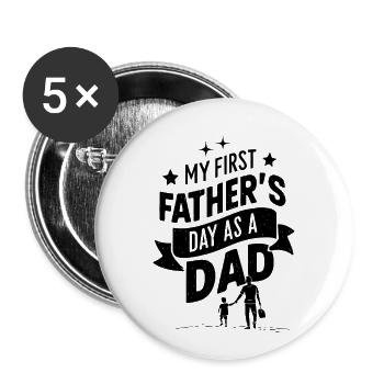 Ma première fête des pères Annonce de bébé papa - Lot de 5 petits badges (25 mm) - blanc - Devant