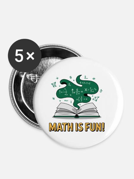 MATHEMATIK - Buttons klein 25 mm (5er Pack) - Weiß