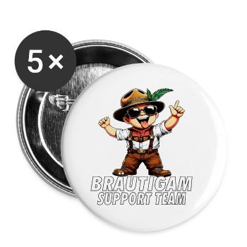 BRÄUTIGAM SUPPORT TEAM - Buttons klein 25 mm (5er Pack) - Weiß - Vorne