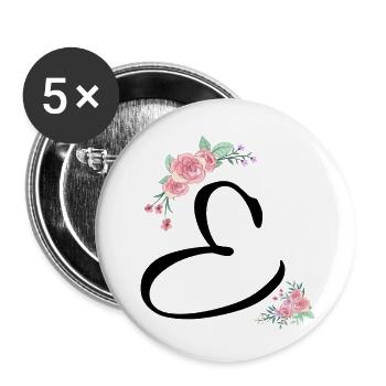 Brief und Blumen - Buttons klein 25 mm (5er Pack) - Weiß - Vorne