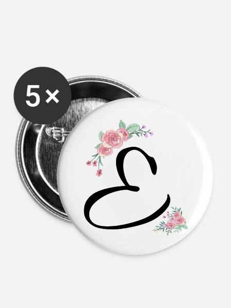 Brief und Blumen - Buttons klein 25 mm (5er Pack) - Weiß