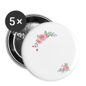 Brief und Blumen - Buttons klein 25 mm (5er Pack) - Weiß - Vorne