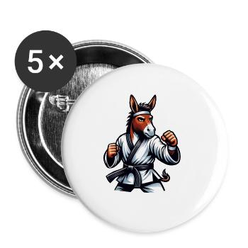 Maître de karaté à âne Arts martiaux pour les amoureux des animaux - Lot de 5 petits badges (25 mm) - blanc - Devant